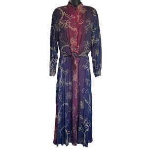 Vintage Carole Little Skirt and Shirt‎ Set Sz 8 Cosmic Boho Western Ombre Modest